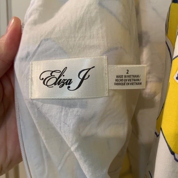 Eliza J Midi Sundress Yellow Blue Size 2 - Picture 3 of 3